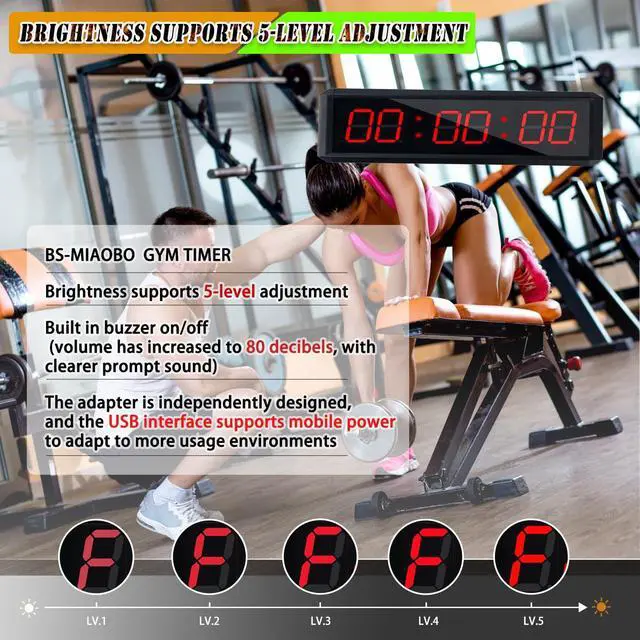 Alt view image 5 of 6 - Independent Button Type 1.5-inch Fitness Room Rest Timer, Suitable for Gym Exercise/School/Home Exercise/Boxing Gym/Indoor Rock Climbing (1.5 inch 6-Digit red)