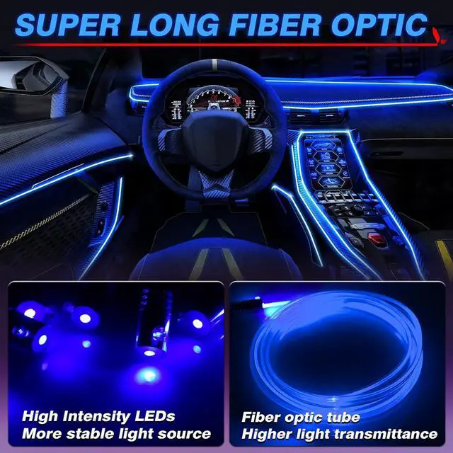 Alt view image 4 of 7 - Car LED Interior Strip Light, 8 in 1 RGB Multicolor with 400 inches Fiber Optic Ambient Lighting Kits with Remote and APP Control, Car USB LED Strip Lights with Music Sync Mode