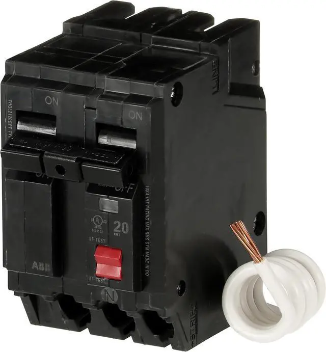 Alt view image 2 of 6 - ABB Q-Line® THQL2120GFT 20A Double Pole Circuit Breaker 20 Amp Double Pole Ground Fault Breaker with Self-Test 120/240 VAC 2-Pole GFCI Breaker Ground Fault Circuit Interrupter