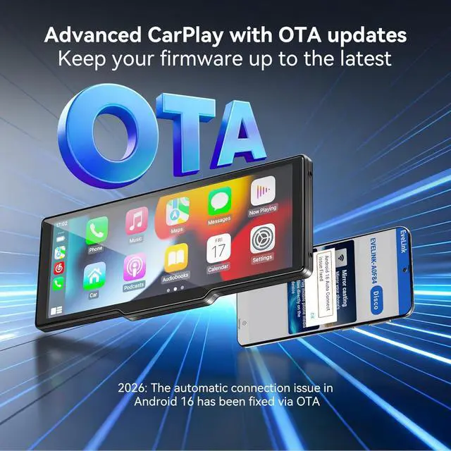 Alt view image 6 of 7 - Portable Carplay Screen for Car, 10.26" Wireless Carplay Car Stereo & Android Auto, OTA Updates, Car Play Touchscreen with 1080P Backup Camera,GPS Navigation,Voice Control,5.0 Bluetooth (10.26inch)