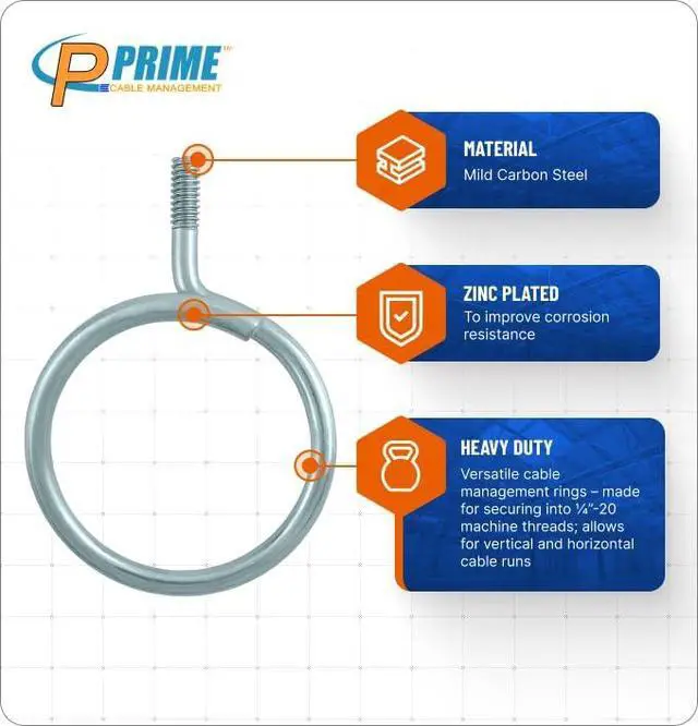 Alt view image 3 of 5 - Premium Heavy Duty Bridle Rings 100 Pack | 2 Inch Diameter, 1/4"-20 Thread | Professional Threaded Cable & Wire Support Hangers (Zinc-Plated Steel)