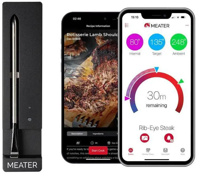 Main image of SE: 100% Wireless Smart Meat Thermometer | No Wires, No Fuss | 165ft Bluetooth Range | Dual Temp Sensors | Guided Cook System | Dishwasher Safe | Perfect for BBQ, Grill, Oven, Smoker