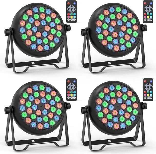 Main image of 36 LED Stage Lights, Corded RGB Par Lights, 4/7 CH DMX Par Can, LED Stage Par with Sound Activated & DMX 512, Uplights for Wedding, Club, Event, Party, 4 Pack