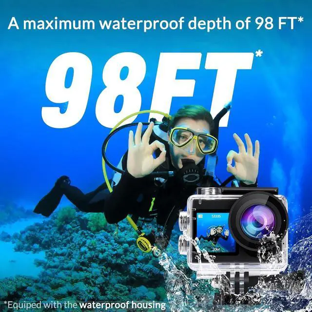 Alt view image 2 of 6 - Icefox i8 20MP 5X Zoom Action Camera with EIS, WiFi Remote Control, Waterproof Underwater Camera for Snorkeling Cycling Vlogging