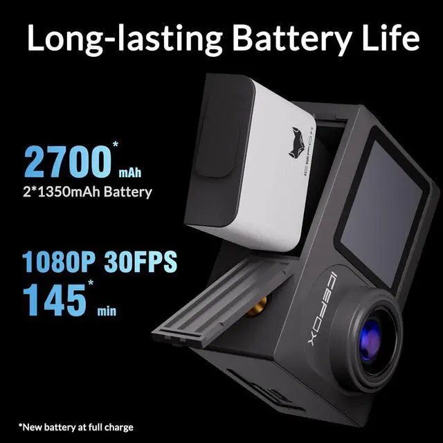 Alt view image 3 of 6 - Icefox i8 20MP 5X Zoom Action Camera with EIS, WiFi Remote Control, Waterproof Underwater Camera for Snorkeling Cycling Vlogging