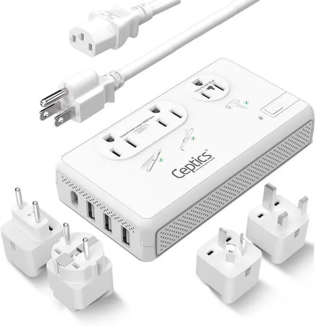 Main image of 2000W Voltage Converter for Travel, 220V to 110V Converter w/Type C, E/F, G, I Plugs, 2000W Hair Dryer Outlet, 4 USB w/ 1 USB-C PD 18W Fast Charge