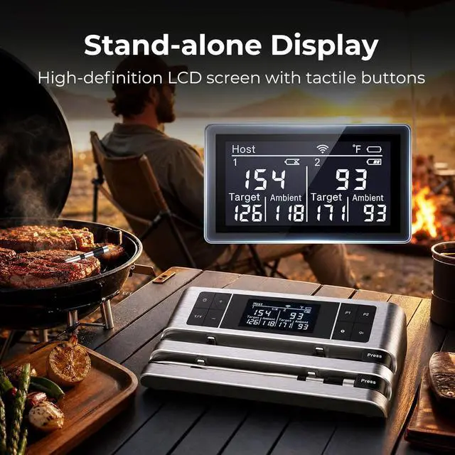 Alt view image 6 of 7 - Wireless Smart Meat Thermometer, Dual-Sensor Probe, 500FT Remote, Dedicated App, Real-Time Temp for Oven/Grill - Rechargeable, Precise for Steak