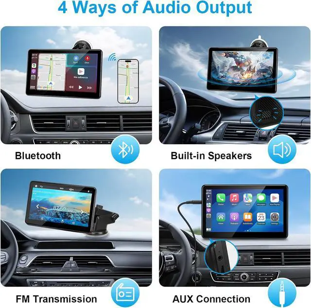 Alt view image 4 of 6 - Portable Wireless CarPlay Screen for Car, 7" HD Touch Screen for Car with CarPlay and Android Auto, Pantalla para Carros with Bluetooth/AUX/FM Transmitter/Voice Control/Navigation for All Vehicles