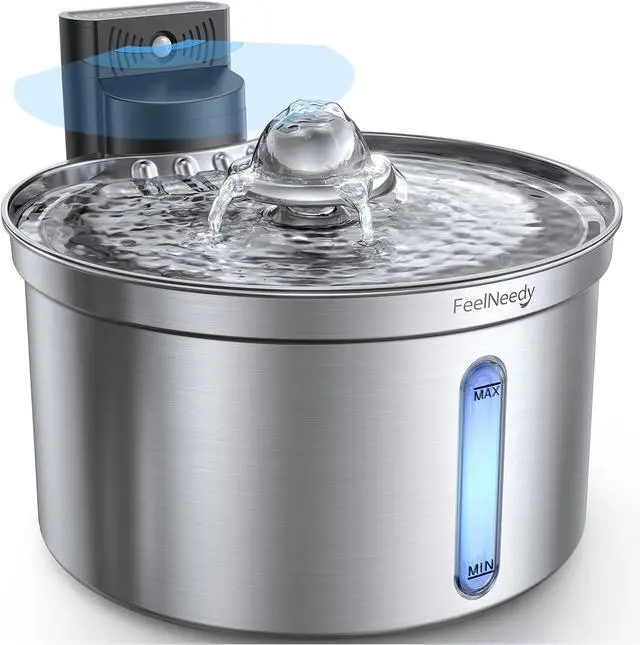 Main image of Wireless Cat Water Fountain - Safe Water-Electricity Separation, 3.5L Stainless Steel, XL Filter for Less Replacement, 4000mAh Battery, Motion Sensor & Ultra-Quiet Pump -