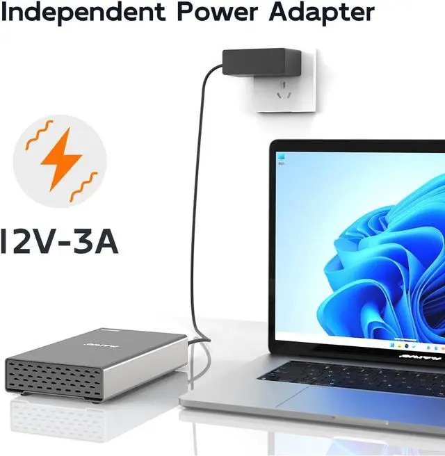 Alt view image 6 of 6 - External Hard Drive Enclosure for M.2 NVMe SSD and 2.5/3.5 Inch SATA SSD/HDD, Bidirectional Clone NVMe and SATA, USB 3.2 Gen2 (10Gbps) Type-C Hard Disk Adapter Docking Station