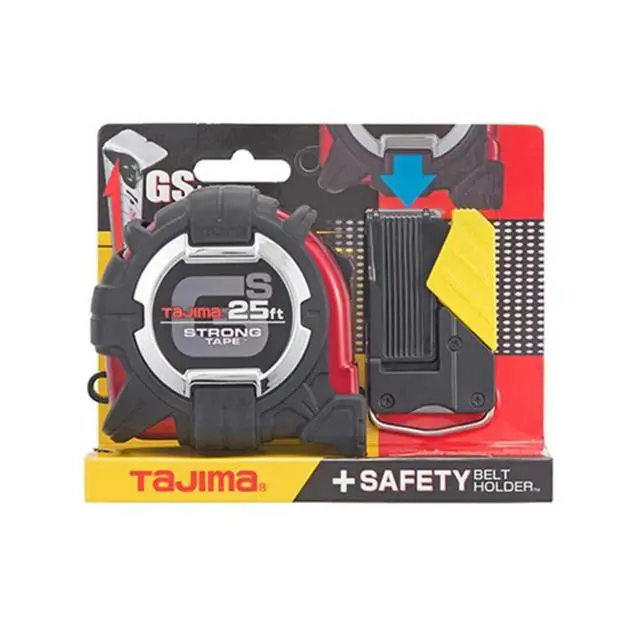 Alt view image 7 of 7 - TAJIMA Tape Measure - 25 ft x 1-1/16 inch GS-Lock Measuring Tape with Shock Resistant Case & Safety Clip Holder - GSSF-25BW