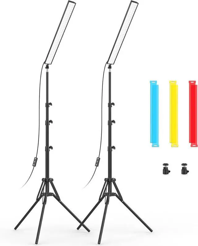 Main image of 2 Pack LED Video Light Stick with 62.99'' Tripod Stand/Color Filter, Dimmable 2500K-8500K Studio Light Wand Photography Lighting Kit for Video Recording/Game Streaming/Photo Content/YouTube