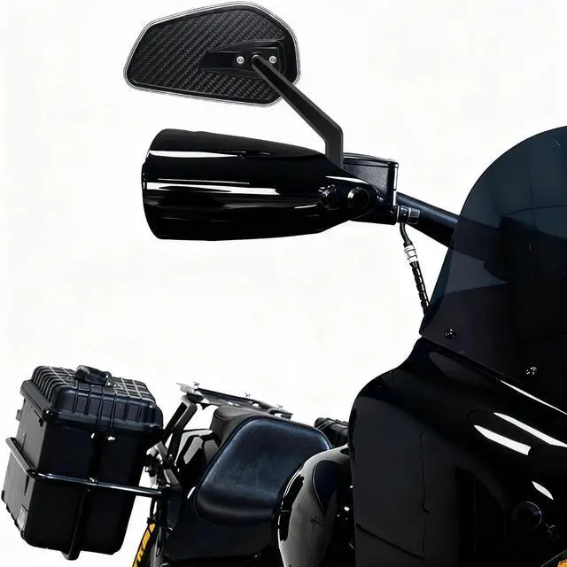 Alt view image 7 of 7 - Black CNC Carbon Fiber Rearview Mirrors for Harley Touring Road glide, Electra glide, Street glide, Road king, Softail, Dyna, Street Bob, Low Rider ST, Fat Boy, Bad Boy, Sportster XL883 Models