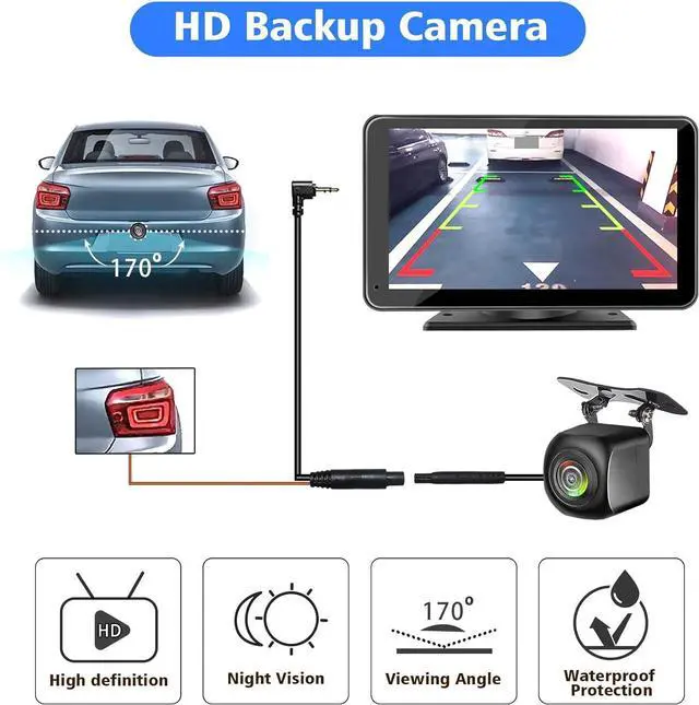 Alt view image 6 of 7 - Portable Wireless with CarPlay and Android Auto Screen for Car, 7" HD Touch Screen Car Stereo with Mirror Link, Bluetooth 5.2, Backup Camera, AUX,FM Transmitter for All Vehicle