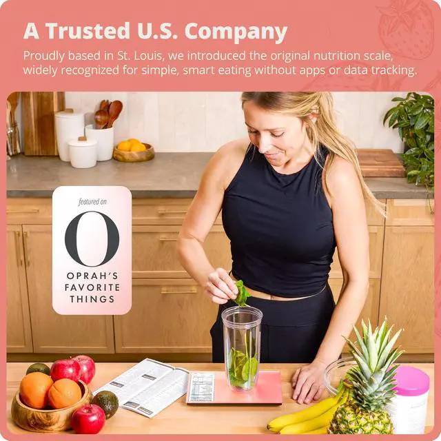 Alt view image 7 of 7 - Digital Nutrition Scale Accurate Macro and Calorie Tracking for Meal Prep, Weight Loss, and Healthy Eating | 2,000 Built-in Foods, Intuitive Nutrition Label Display, 11lb Cap, Pink