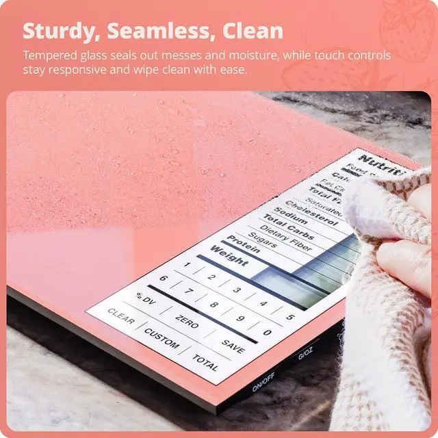 Alt view image 5 of 7 - Digital Nutrition Scale Accurate Macro and Calorie Tracking for Meal Prep, Weight Loss, and Healthy Eating | 2,000 Built-in Foods, Intuitive Nutrition Label Display, 11lb Cap, Pink