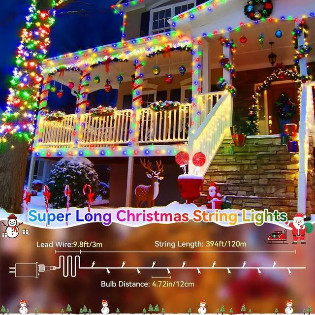 Alt view image 2 of 7 - Christmas Lights Outdoor, 403FT 1000 LED String Lights 8 Modes and Timer Memory Function Twinkle Fairy Lights IP44 Waterproof Plug in for Xmas Tree Wedding Party Holiday Decor(Multicolor)