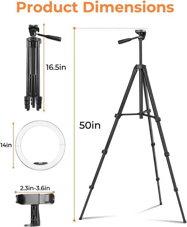 Alt view image 2 of 7 - Sensyne 14" Ring Light with Tripod Stand, LED Circle Light with Phone Holder, for Photo Selfie, Video Recording, Zoom Meeting
