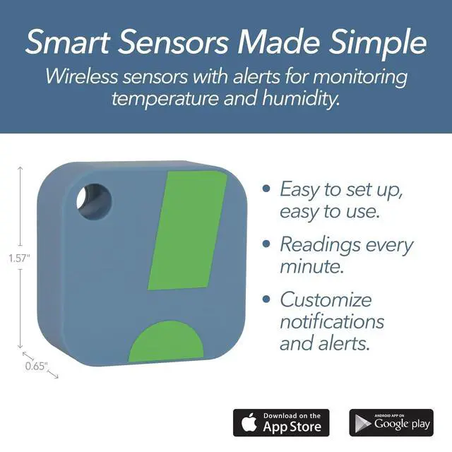 Alt view image 2 of 7 - HT1 Smart Temperature Sensor & Humidity Sensor - Thermometer & Hygrometer w/App Monitoring - Indoor/Outdoor Temperature and Humidity Monitor w/Heat Index for RV, Fridge & More