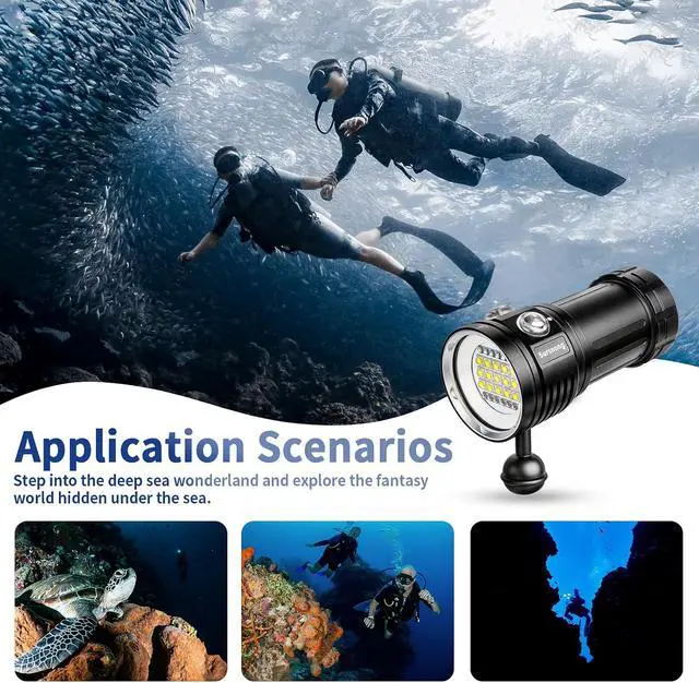 Alt view image 5 of 7 - Noctilume N15 6000 Lumens Dive Light - Professional Underwater Video Light with 90 CRI, 6500K White Light, for Scuba Diving/Underwater Photography/Videography (IP68 Waterproof, 80m Depth)