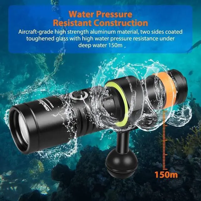 Alt view image 4 of 5 - D530V 395nm Fluorescent Dive Light for Scuba, 2 Modes, 120° Wide Beam Blacklight for Underwater Photography, Coral Detection & Resin Curing