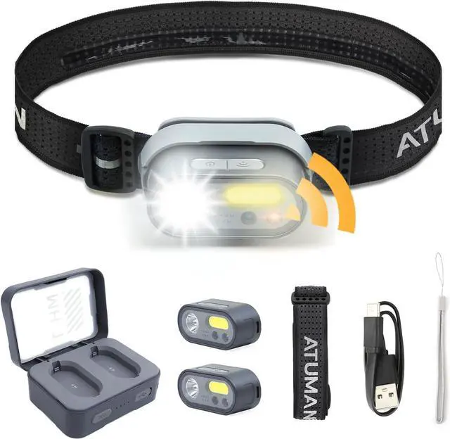 Main image of Rechargeable LED Headlamp Super Bright, 2 Pack Motion Sensor Head lamp Flashlight, Waterproof 8 Modes Head Lights for Forehead, Camping Essentials Gear for Hiking Fishing Work