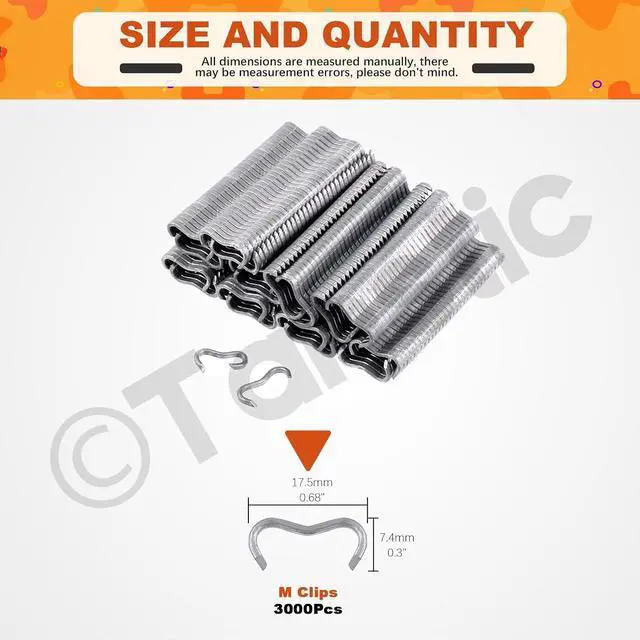 Alt view image 2 of 7 - 3000Pcs M Nails M Clips Professional Upholstery Hog Rings M Staples for Type M Hog Nail Ring Pliers Assortment Kit Fence Fastening (Pack of 2)