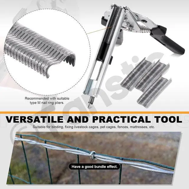 Alt view image 3 of 7 - 3000Pcs M Nails M Clips Professional Upholstery Hog Rings M Staples for Type M Hog Nail Ring Pliers Assortment Kit Fence Fastening (Pack of 2)