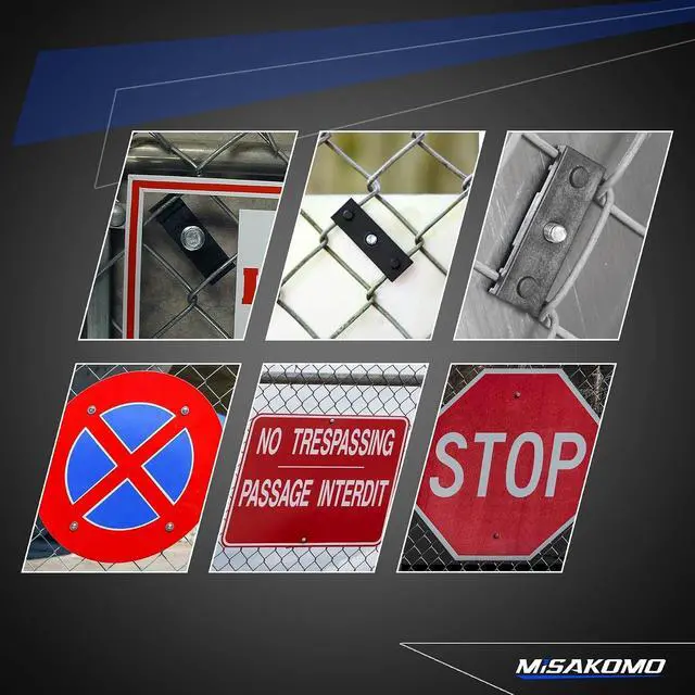 Alt view image 3 of 7 - 48pcs Chain Link Fence Sign Mounts Fastener Brackets Clips, for Standard Chain Link Fence, Fences Easy Signs Mounting Brackets Clamps with Stainless Steel Bolts, for Yard Ball Court Chain Link Fences
