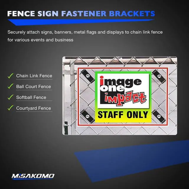Alt view image 4 of 7 - 48pcs Chain Link Fence Sign Mounts Fastener Brackets Clips, for Standard Chain Link Fence, Fences Easy Signs Mounting Brackets Clamps with Stainless Steel Bolts, for Yard Ball Court Chain Link Fences