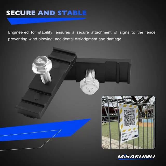 Alt view image 5 of 7 - 48pcs Chain Link Fence Sign Mounts Fastener Brackets Clips, for Standard Chain Link Fence, Fences Easy Signs Mounting Brackets Clamps with Stainless Steel Bolts, for Yard Ball Court Chain Link Fences