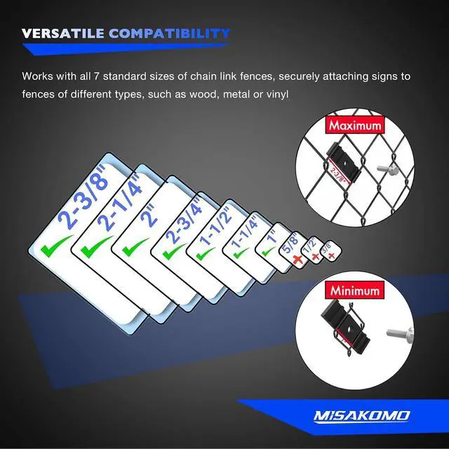 Alt view image 7 of 7 - 48pcs Chain Link Fence Sign Mounts Fastener Brackets Clips, for Standard Chain Link Fence, Fences Easy Signs Mounting Brackets Clamps with Stainless Steel Bolts, for Yard Ball Court Chain Link Fences