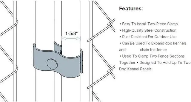 Alt view image 5 of 6 - Chain Link Fence Panel Clamps 1-5/8" Dog Kennel Panel Clamps for Round Pipe Panel Frame (Pack of 20)