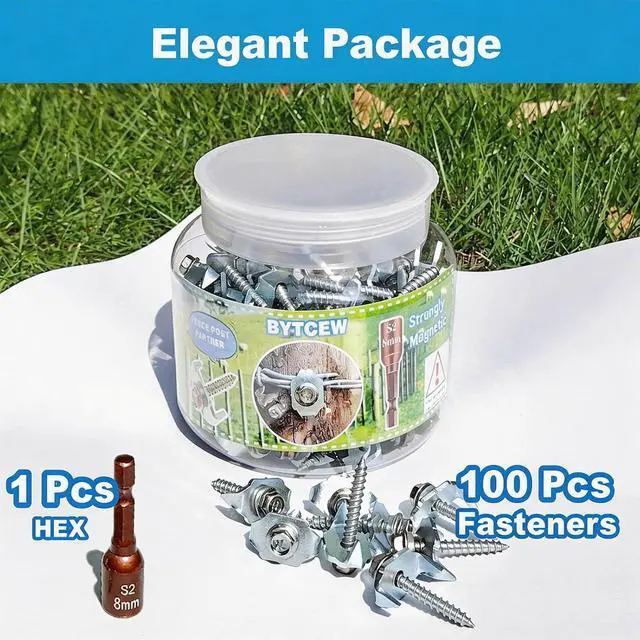 Alt view image 2 of 6 - Wire Wood Fencing Fasteners Staple, Fence Nails Clips Post Screw for Wire Mesh and Woven Fencing, Quickly Install with Power Drill (Stainless Steel)