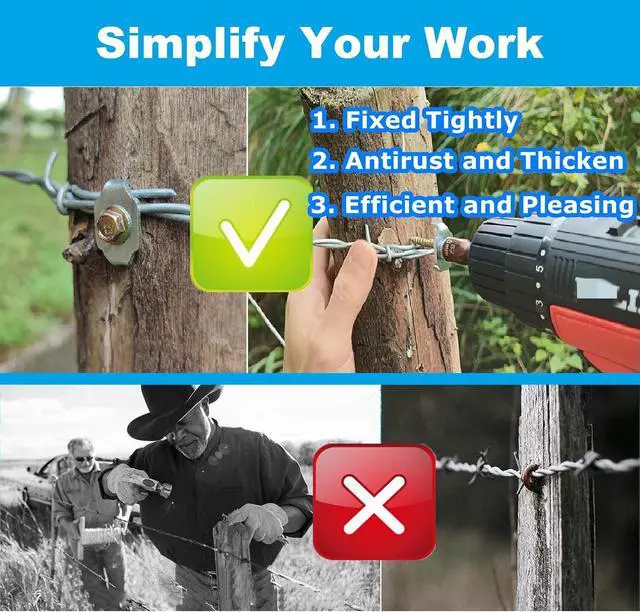 Alt view image 3 of 6 - Wire Wood Fencing Fasteners Staple, Fence Nails Clips Post Screw for Wire Mesh and Woven Fencing, Quickly Install with Power Drill (Stainless Steel)