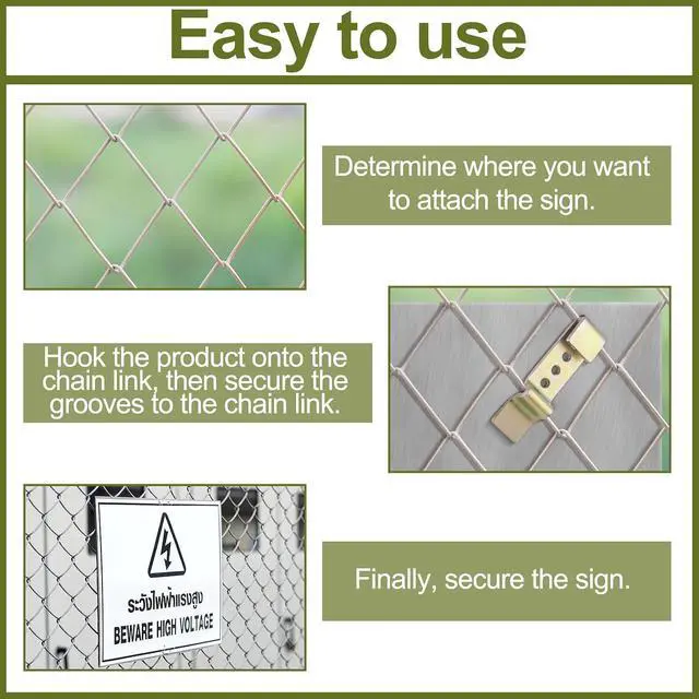 Alt view image 3 of 7 - 20pcs Galvanized Steel Chain Link Fence Sign Mounting Fastener Bracket Clips Clamps Metal Stainless Steel for Standard Chain Link Fence for Yard Ball Court Outdoor Decor Sale Open House Sign
