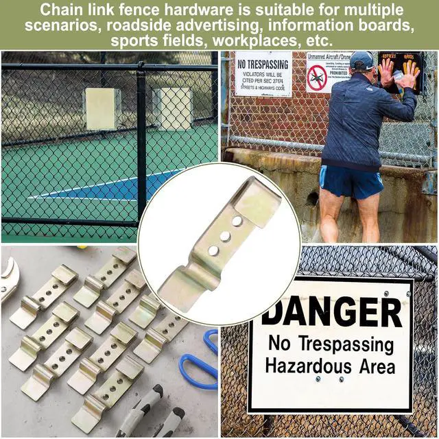 Alt view image 6 of 7 - 20pcs Galvanized Steel Chain Link Fence Sign Mounting Fastener Bracket Clips Clamps Metal Stainless Steel for Standard Chain Link Fence for Yard Ball Court Outdoor Decor Sale Open House Sign