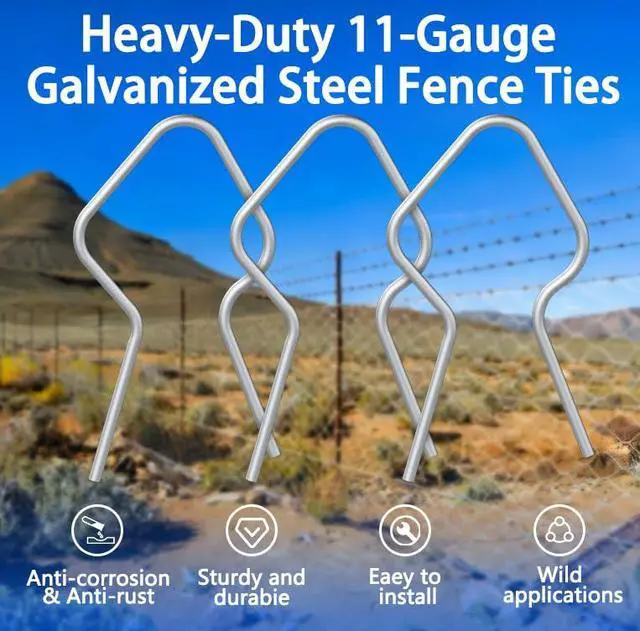 Alt view image 3 of 7 - 400-Pack T-Post Fence Clips with Free Drill Chuck Tool,Heavy-Duty 11-Gauge Galvanized Steel Wire Ties for T-Posts/U-Posts,Tool-Free,Installation on Farm,Garden & Livestock Fencing (Silver)