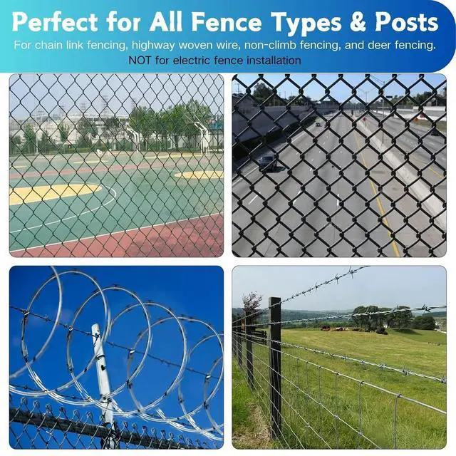 Alt view image 5 of 7 - 400-Pack T-Post Fence Clips with Free Drill Chuck Tool,Heavy-Duty 11-Gauge Galvanized Steel Wire Ties for T-Posts/U-Posts,Tool-Free,Installation on Farm,Garden & Livestock Fencing (Silver)