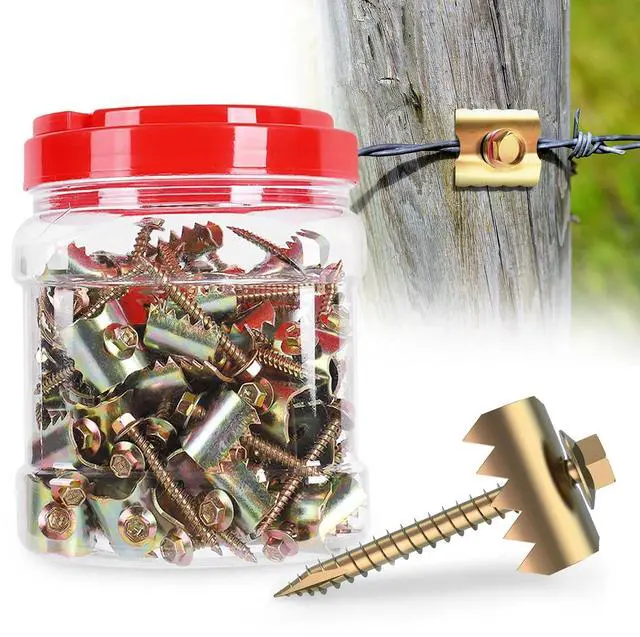 Main image of 300 Pcs 2'' Fence Staples, Reusable Fence Fasteners with Wire Fixer, Fence Nails for Wire Mesh and Woven Fencing, Quickly Install Fence Screws with Cordless Drill