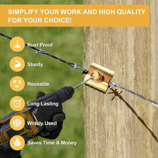 Alt view image 4 of 7 - 300 Pcs 2'' Fence Staples, Reusable Fence Fasteners with Wire Fixer, Fence Nails for Wire Mesh and Woven Fencing, Quickly Install Fence Screws with Cordless Drill