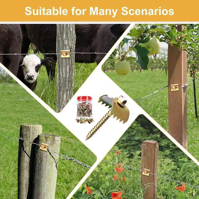 Alt view image 7 of 7 - 300 Pcs 2'' Fence Staples, Reusable Fence Fasteners with Wire Fixer, Fence Nails for Wire Mesh and Woven Fencing, Quickly Install Fence Screws with Cordless Drill