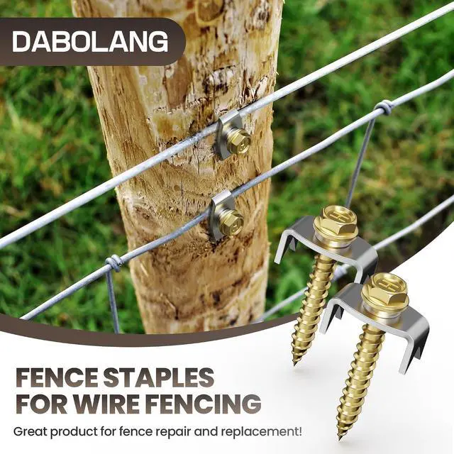 Alt view image 4 of 7 - 200 PCS Wire Fence Staples with Wire Fixer, Fence Fasteners for Wire Fencing, Fence Post Screws for Softwoods, Reuse/Easy Remove Fence Nails for Mesh and Woven Fencing Repair