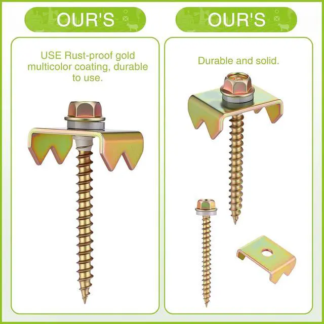 Alt view image 6 of 7 - 170pcs Fence Staples Fasteners for Wire Fencing Reusable Fence Nails Post Screws for Wire Mesh Woven Fencing, Farm & Garden (1.5inch)