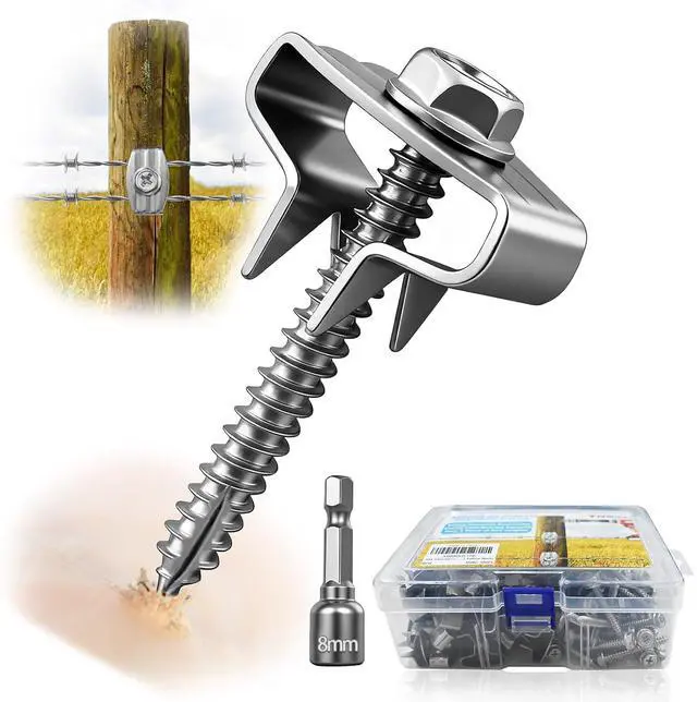 Main image of 304 Stainless Steel Fence Staples, Upgraded Heavy Duty Wire Fence Clips & Fencing Nails, 100 Pack Rust-Proof Fencing Fasteners, Durable Replacement for Standard Fence Staples