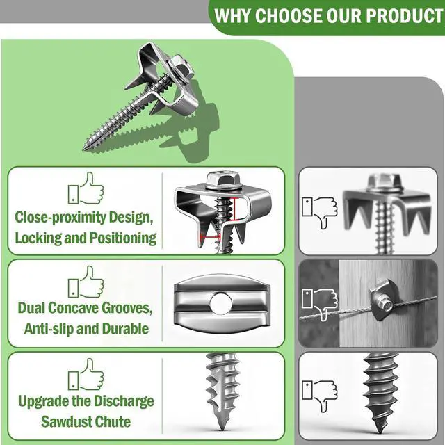 Alt view image 4 of 7 - 304 Stainless Steel Fence Staples, Upgraded Heavy Duty Wire Fence Clips & Fencing Nails, 100 Pack Rust-Proof Fencing Fasteners, Durable Replacement for Standard Fence Staples
