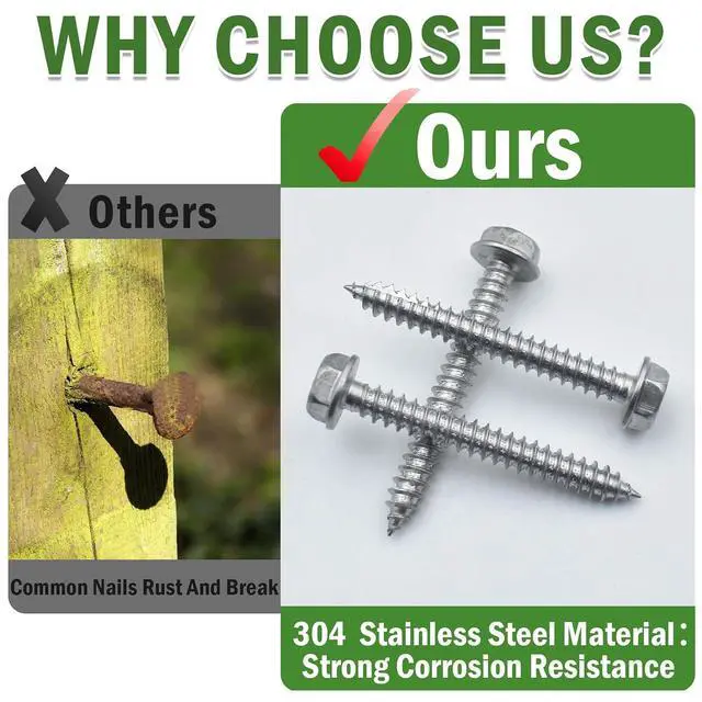 Alt view image 6 of 7 - 304 Stainless Steel Fence Staples, Upgraded Heavy Duty Wire Fence Clips & Fencing Nails, 100 Pack Rust-Proof Fencing Fasteners, Durable Replacement for Standard Fence Staples