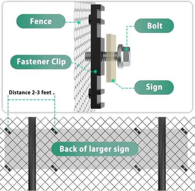 Alt view image 6 of 7 - Chain Link Fence Sign Mount Bracket, 50 Pcs Fastener Clip for Standard Fence Sign Mounting Support Rack Banner Display
