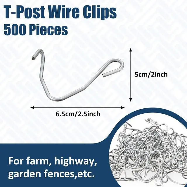 Alt view image 2 of 6 - 500 Pcs T Post Clips - Wire Fence Clips, Fencing Clips for Securing Rust Resistant Galvanized Steel Barbed Wire Garden Farm Highway Sport Fences