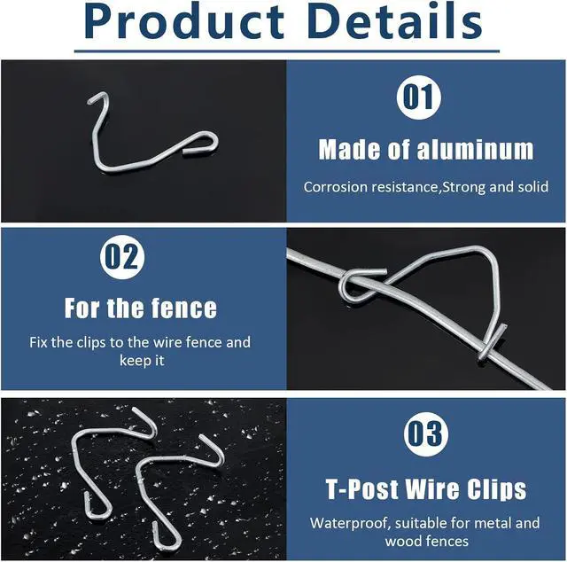 Alt view image 3 of 6 - 500 Pcs T Post Clips - Wire Fence Clips, Fencing Clips for Securing Rust Resistant Galvanized Steel Barbed Wire Garden Farm Highway Sport Fences